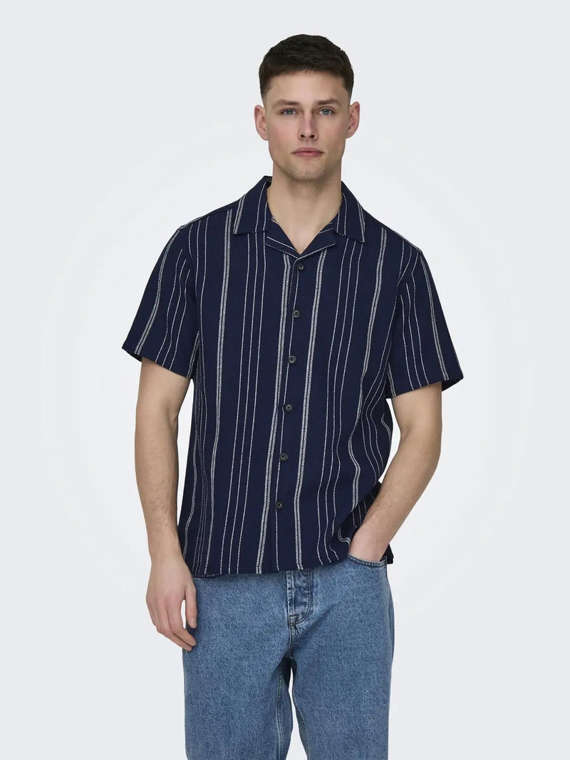 Trev Resort Skjorte - Dark Navy Only & Sons