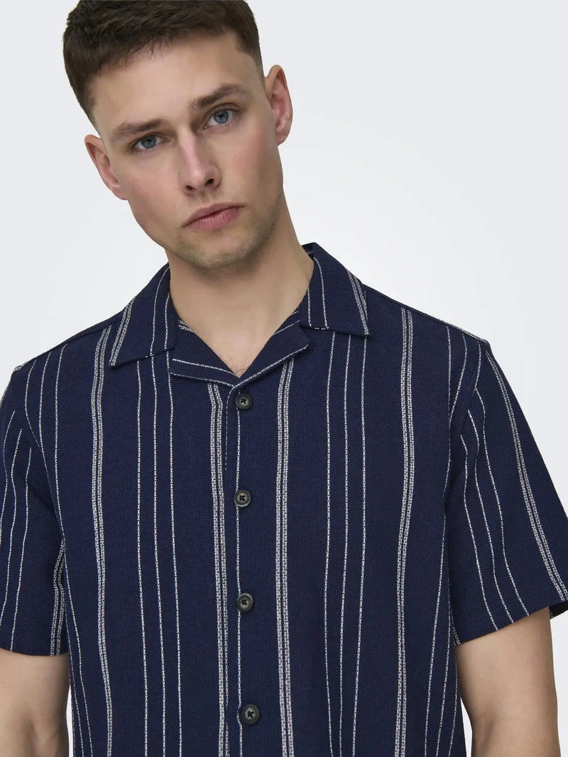 Trev Resort Skjorte - Dark Navy Only & Sons