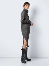 Viola Høyhalset Strikket Kjole - Dark Grey Melange Noisy May