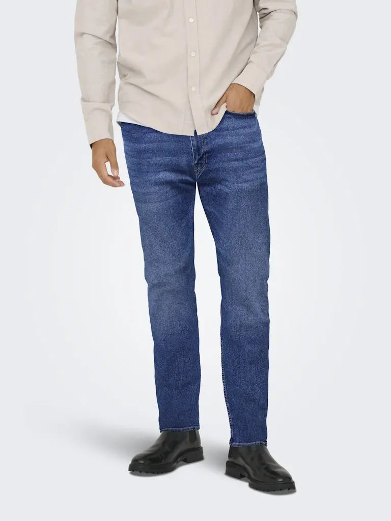 WEFT Flex Jeans Regular Jax - Medium Blue Denim Only & Sons