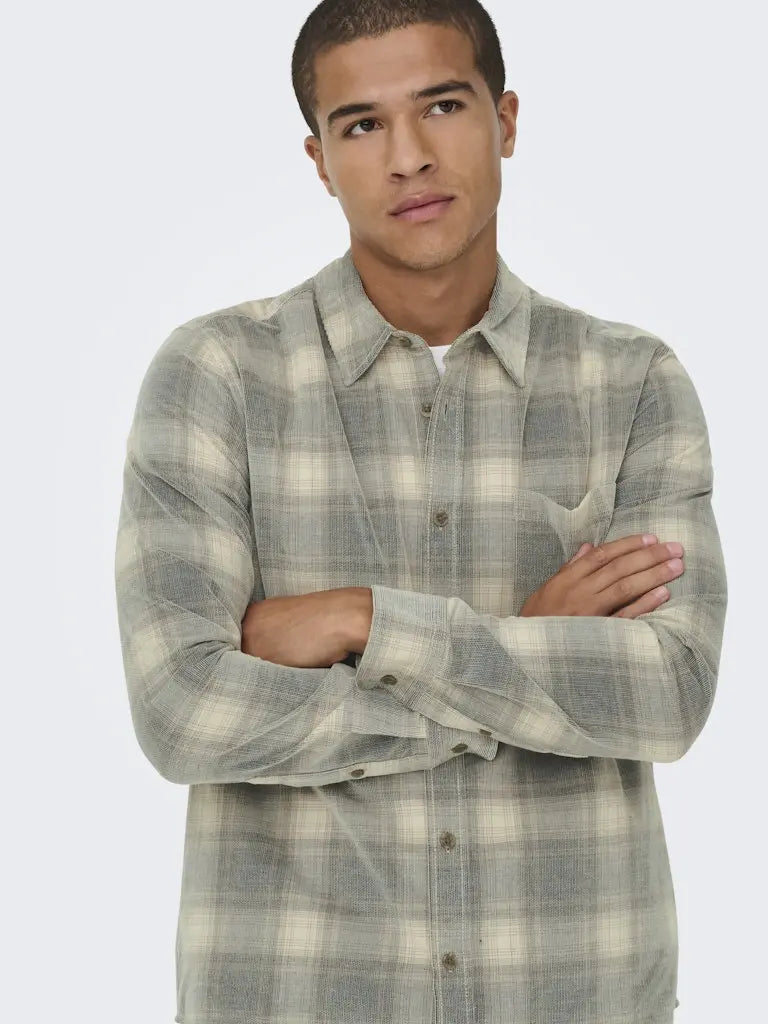 William Cord Regular  Skjorte - Blue Nights Checks Only & Sons