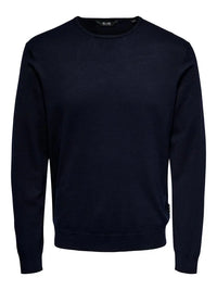 Wyler Genser Rund Hals - Dark Navy Only & Sons