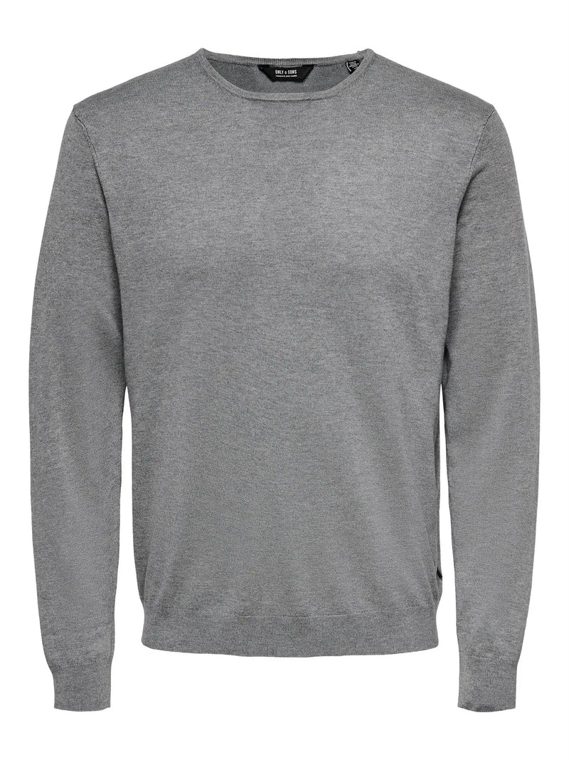 Wyler Genser Rund Hals - Medium Grey Melange Only & Sons