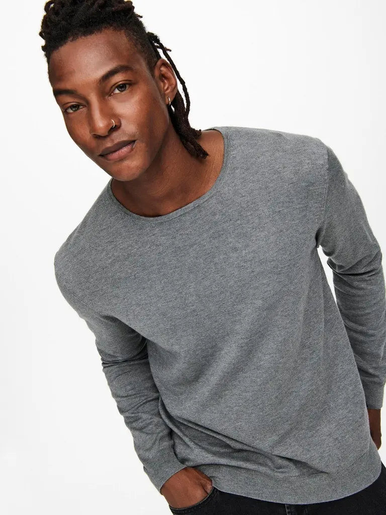 Wyler Genser Rund Hals - Medium Grey Melange Only & Sons