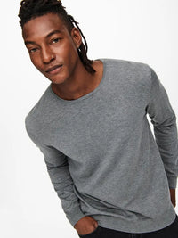 Wyler Genser Rund Hals - Medium Grey Melange Only & Sons
