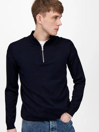 Wyler Half Zip - Dark Navy Only & Sons