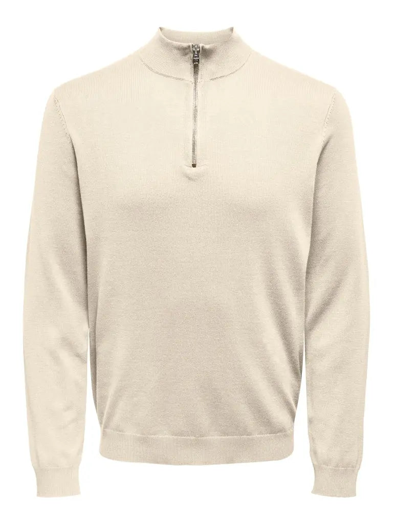 Wyler Half Zip Genser - Antique White Only & Sons