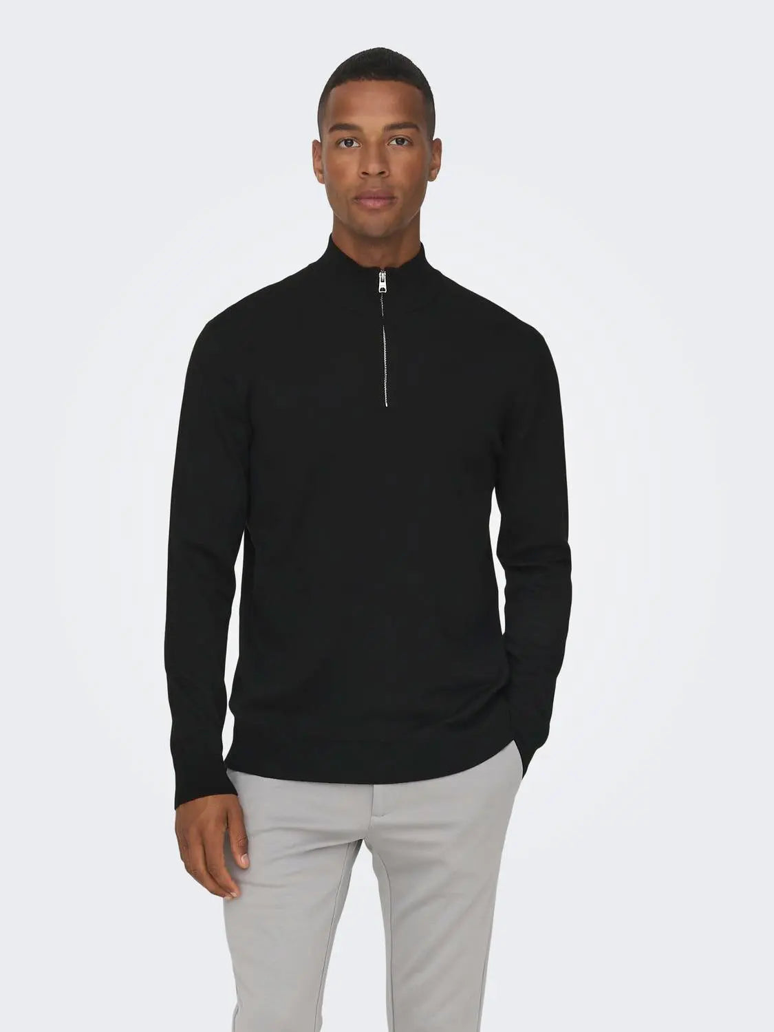 Wyler Half Zip Genser - Black Only & Sons