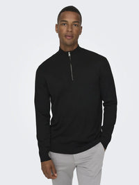 Wyler Half Zip Genser - Black Only & Sons