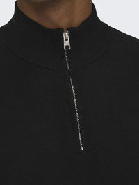 Wyler Half Zip Genser - Black Only & Sons