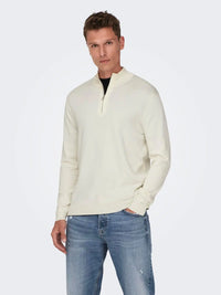 Wyler Half Zip Genser - Star White Only & Sons