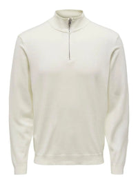 Wyler Half Zip Genser - Star White Only & Sons