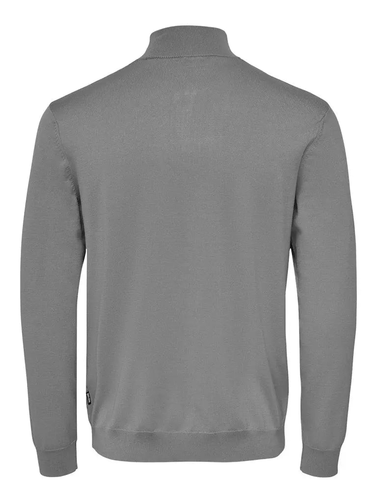 Wyler Half Zip - Medium Grey Melange Only & Sons