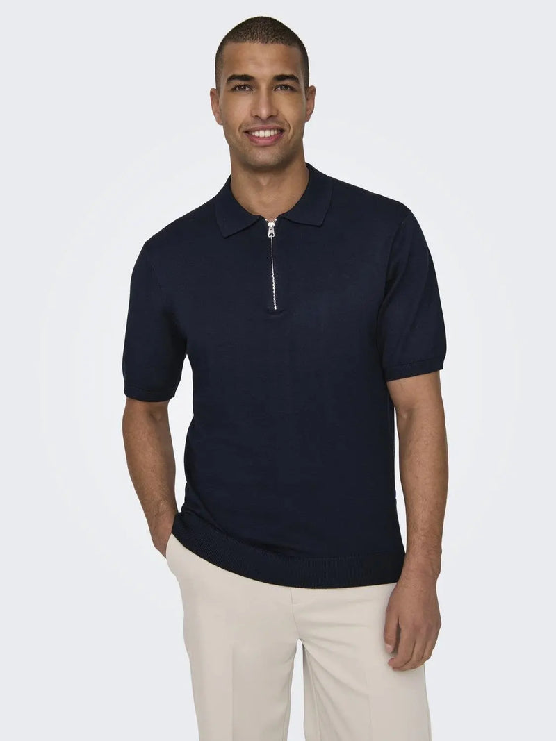 Wyler Zip Polo - Dark Navy Only & Sons