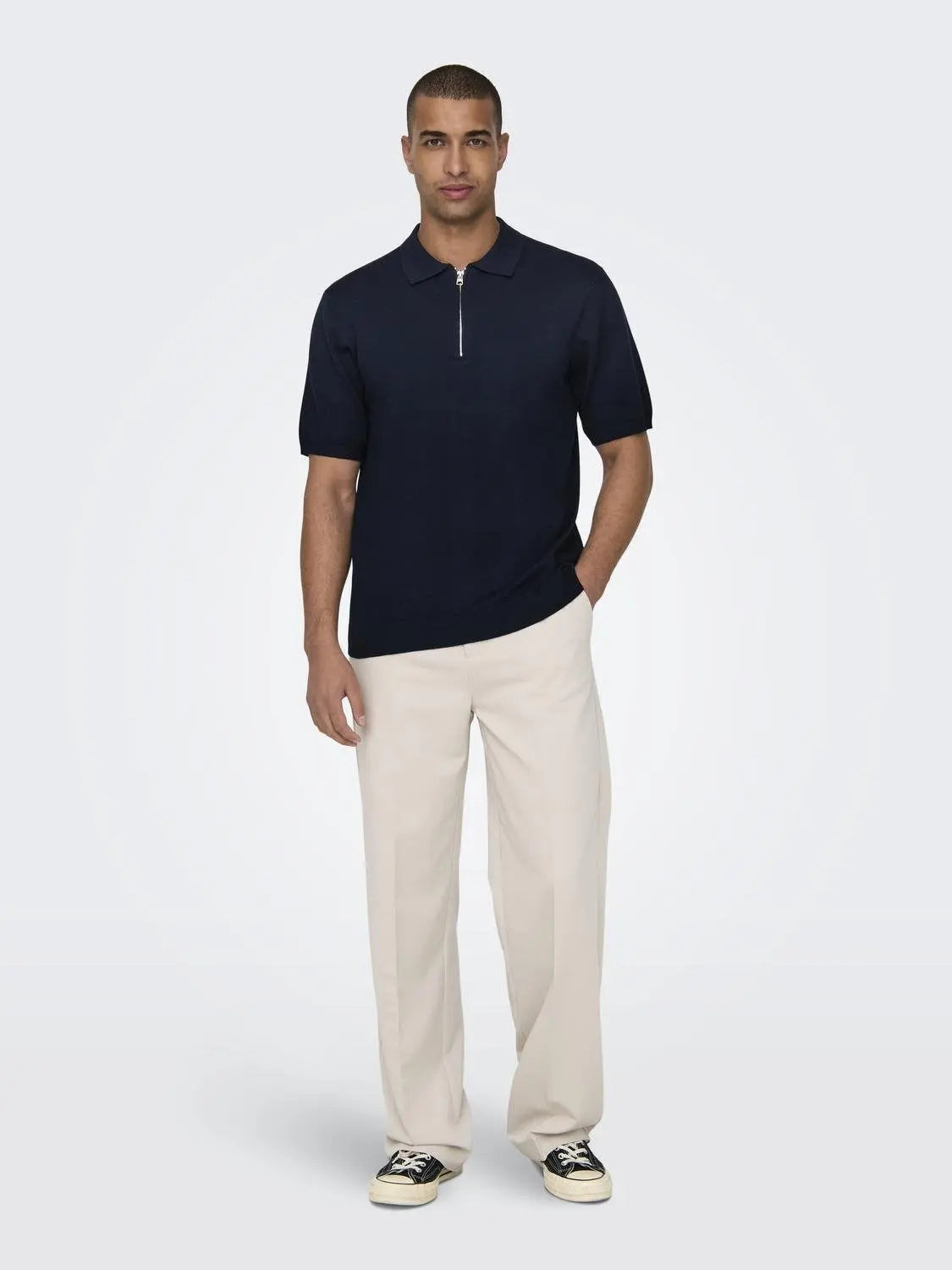 Wyler Zip Polo - Dark Navy Only & Sons