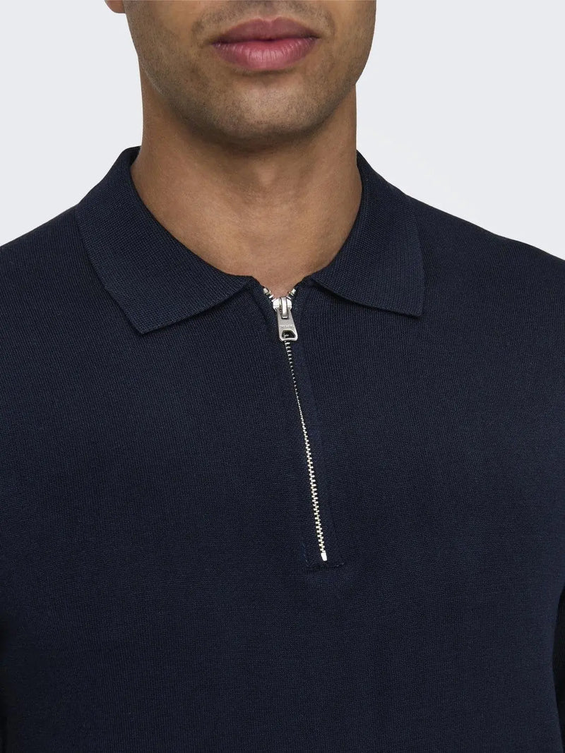 Wyler Zip Polo - Dark Navy Only & Sons