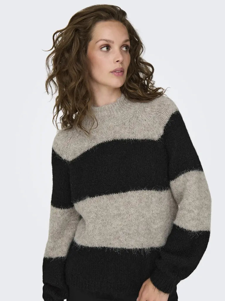 Zoey Strikkegenser - Chateau Gray Stripes JDY