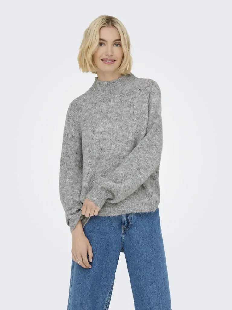 Zoey Strikkegenser - Light Grey Melange JDY