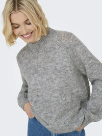 Zoey Strikkegenser - Light Grey Melange JDY
