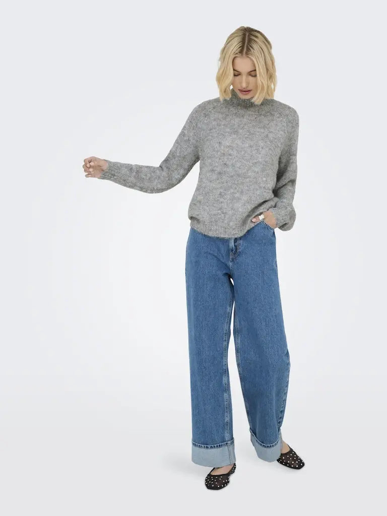 Zoey Strikkegenser - Light Grey Melange JDY