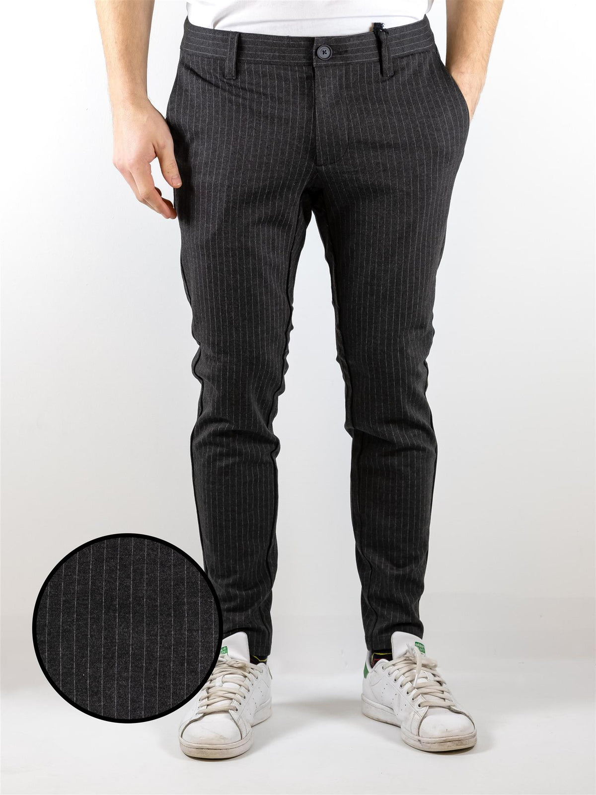 Flex pant 3727 Pinstripe - Dark Grey Melange Only & Sons