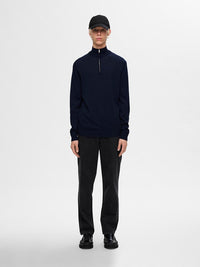 Tray Merino Half Zip Genser - Navy Blazer