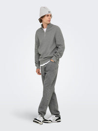 Phil Genser Half Zip - Medium Grey Melange
