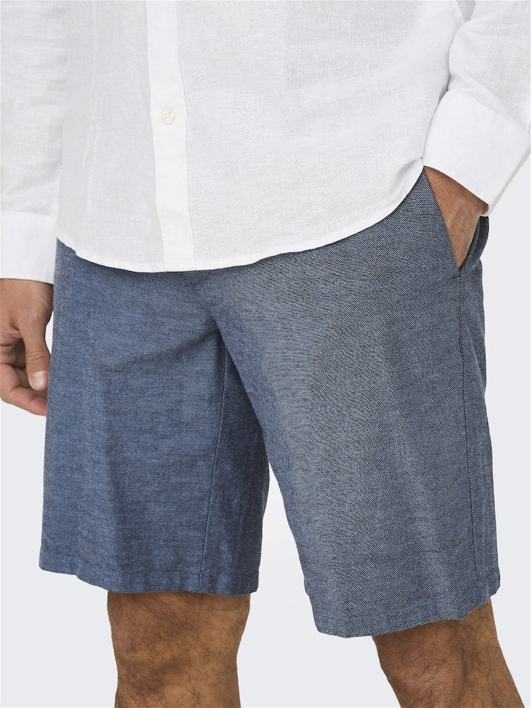 Mark Cotton Linen Shorts 0011 - Dark Navy