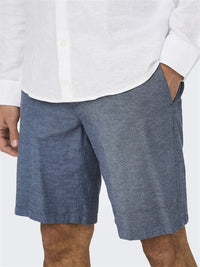 Mark Cotton Linen Shorts 0011 - Dark Navy