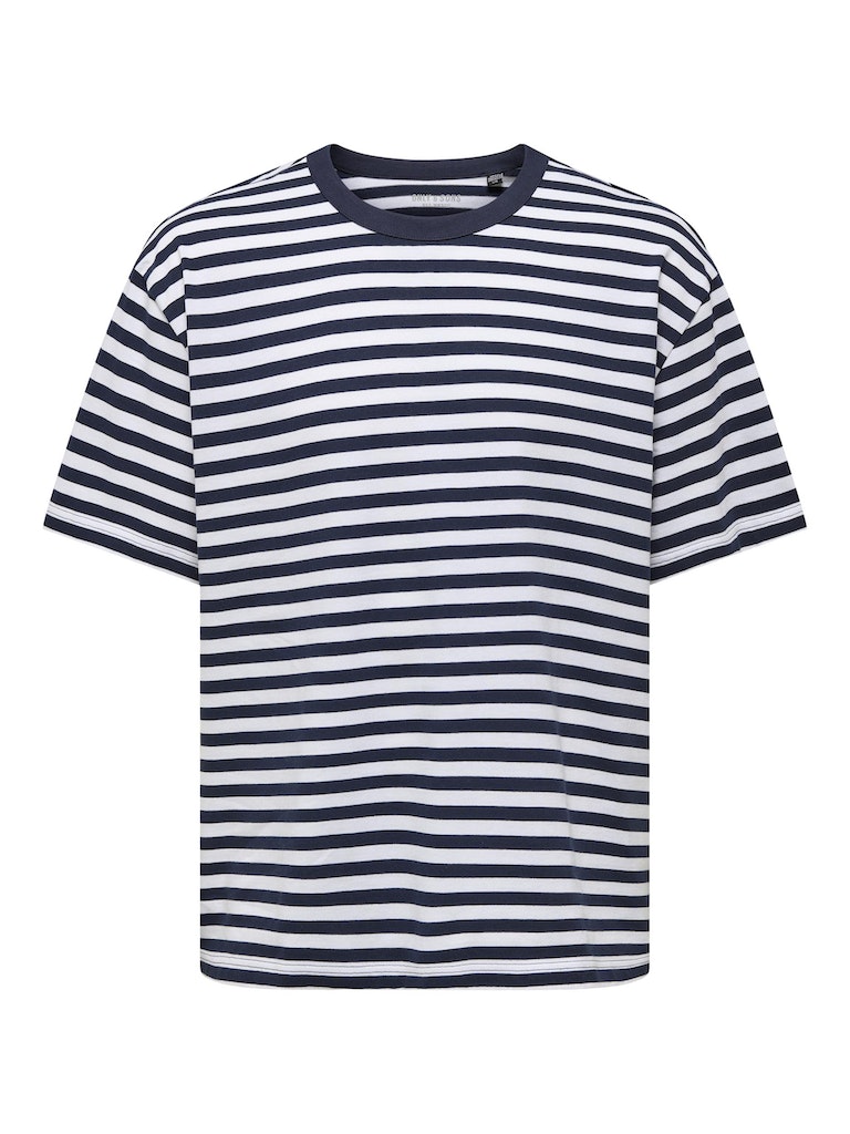 Keith Stripet T-Skjorte - Navy Blazer