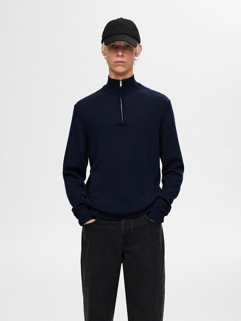 Tray Merino Half Zip Genser - Navy Blazer