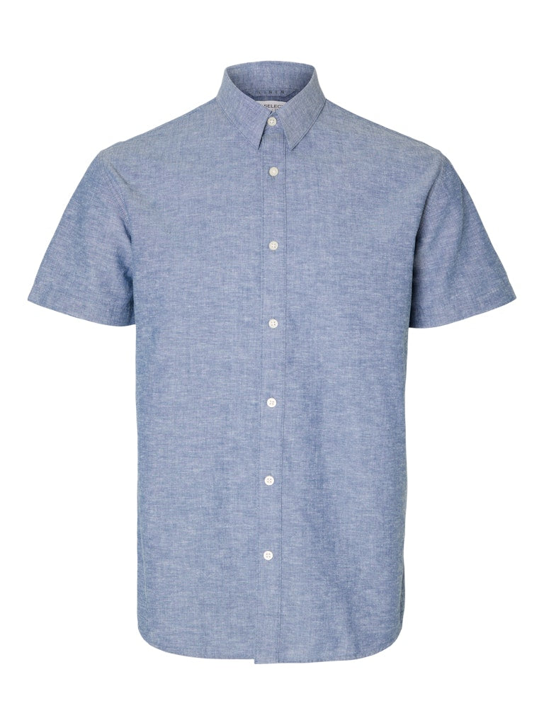 New Regular Linskjorte SS - Medium Blue Denim