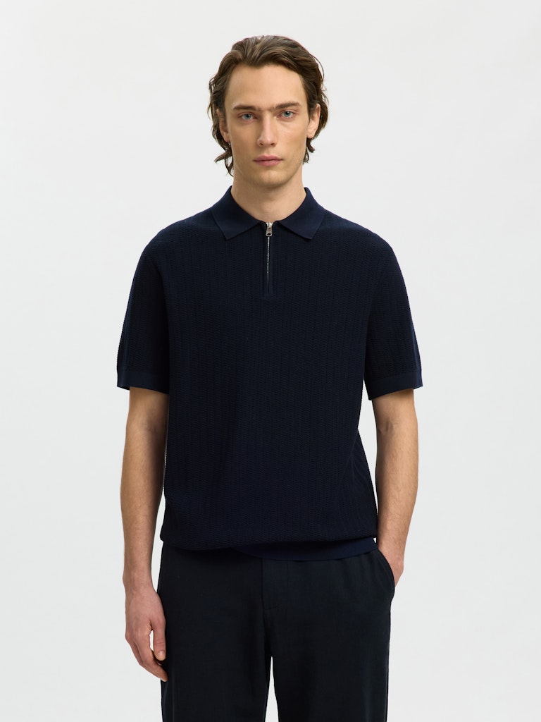 Cran Strikket Polo - Navy Blazer