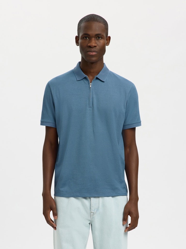 Fave Polo Zip - Blue Mirage