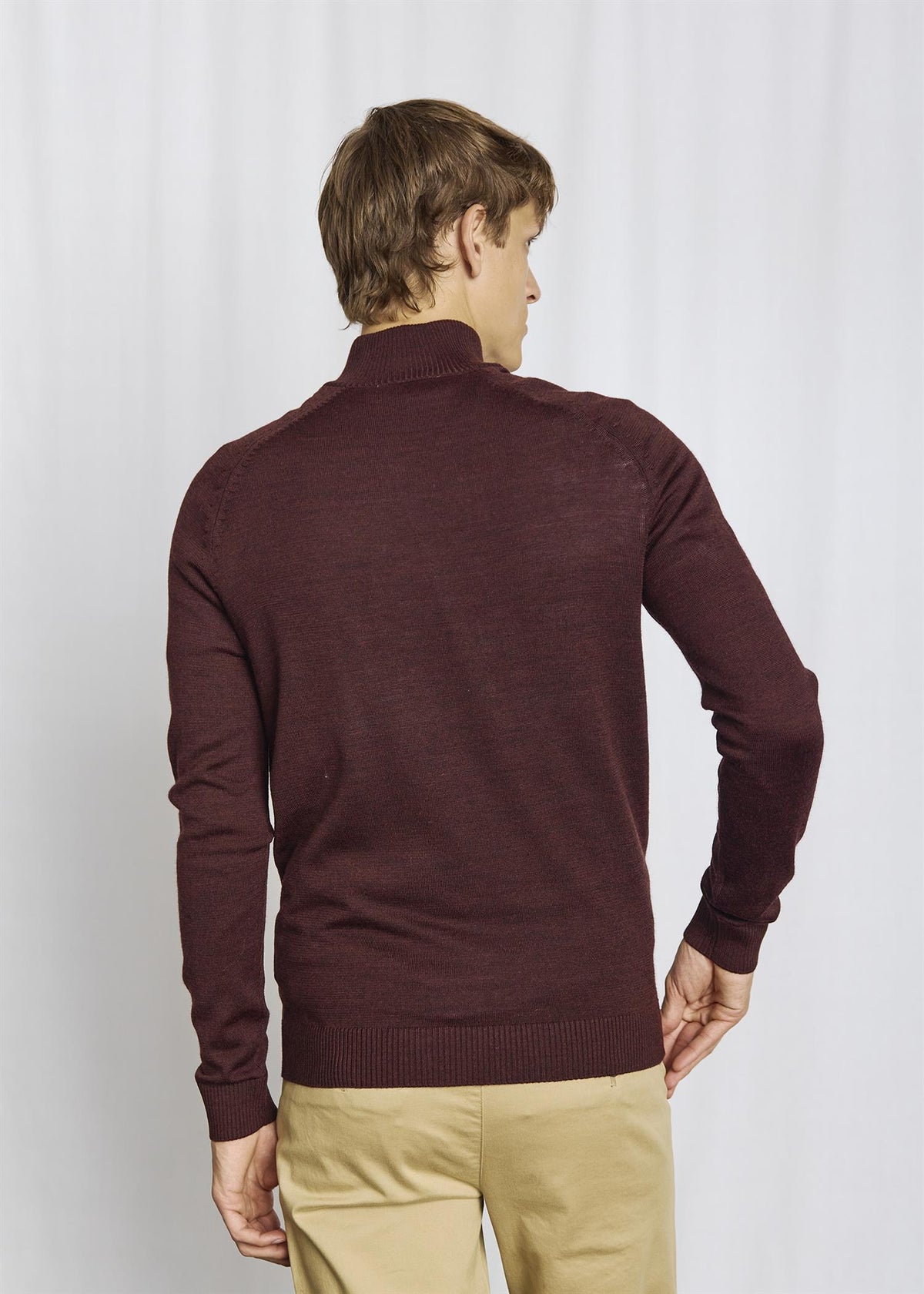 Pelle Merino Ullgenser Half Zip - Bordeaux