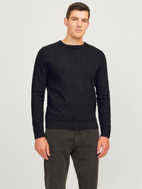 Callum Strikkegenser Rund Hals - Dark Grey Melange JJ Rebel