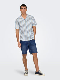Weft Regular Pim Shorts - Medium Blue Denim