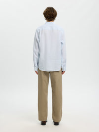 Kylian Stripe Regular Linskjorte - Bright White Stripes/Cashmere Blue