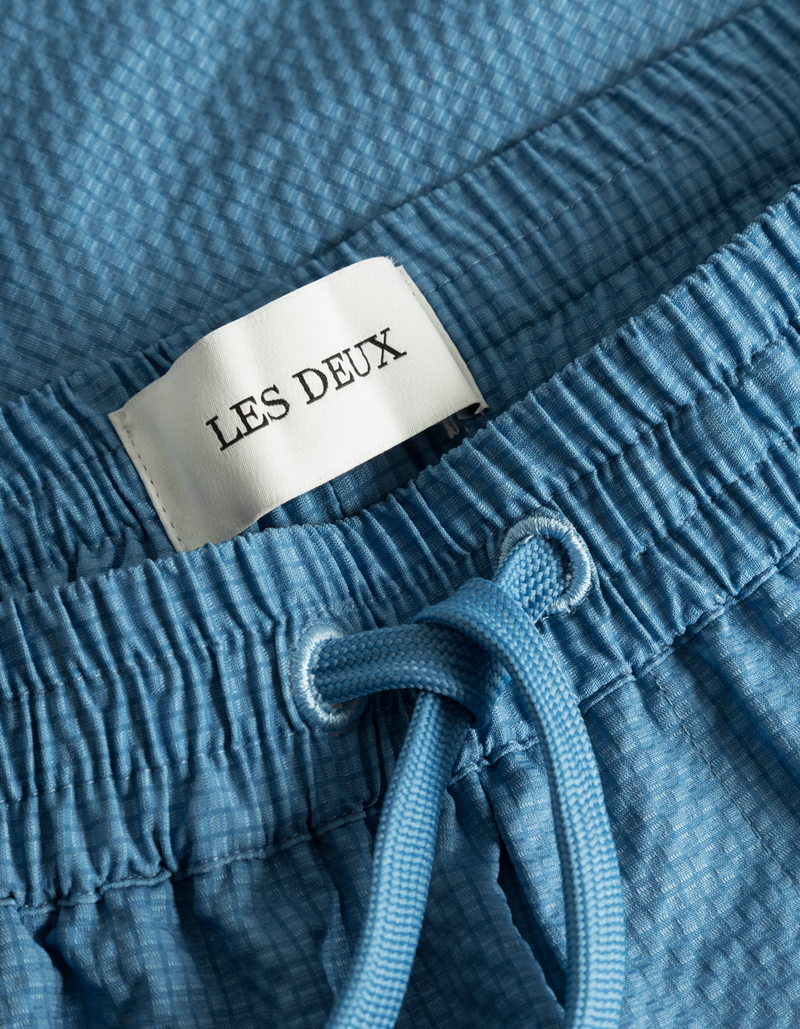 Stan Seersucker Badeshorts - Washed Denim Blue