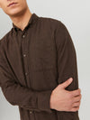 Classic Flanellskjorte Melange - Seal Brown