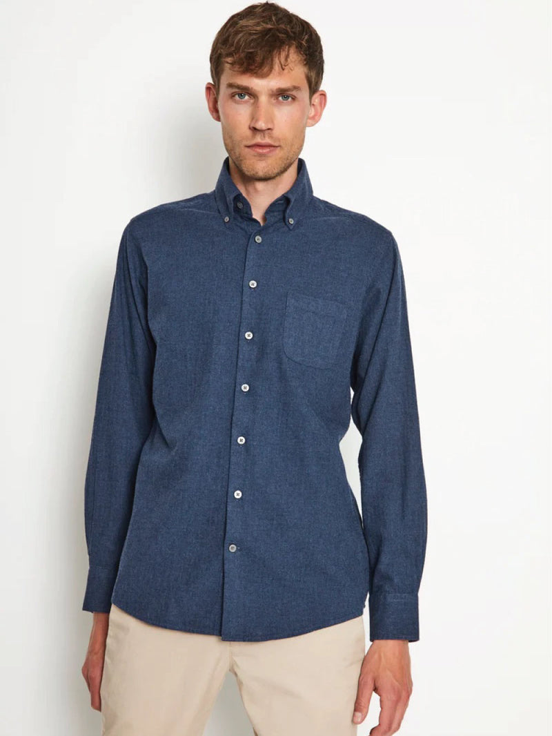 Cotton Flanellskjorte Regular - Blue