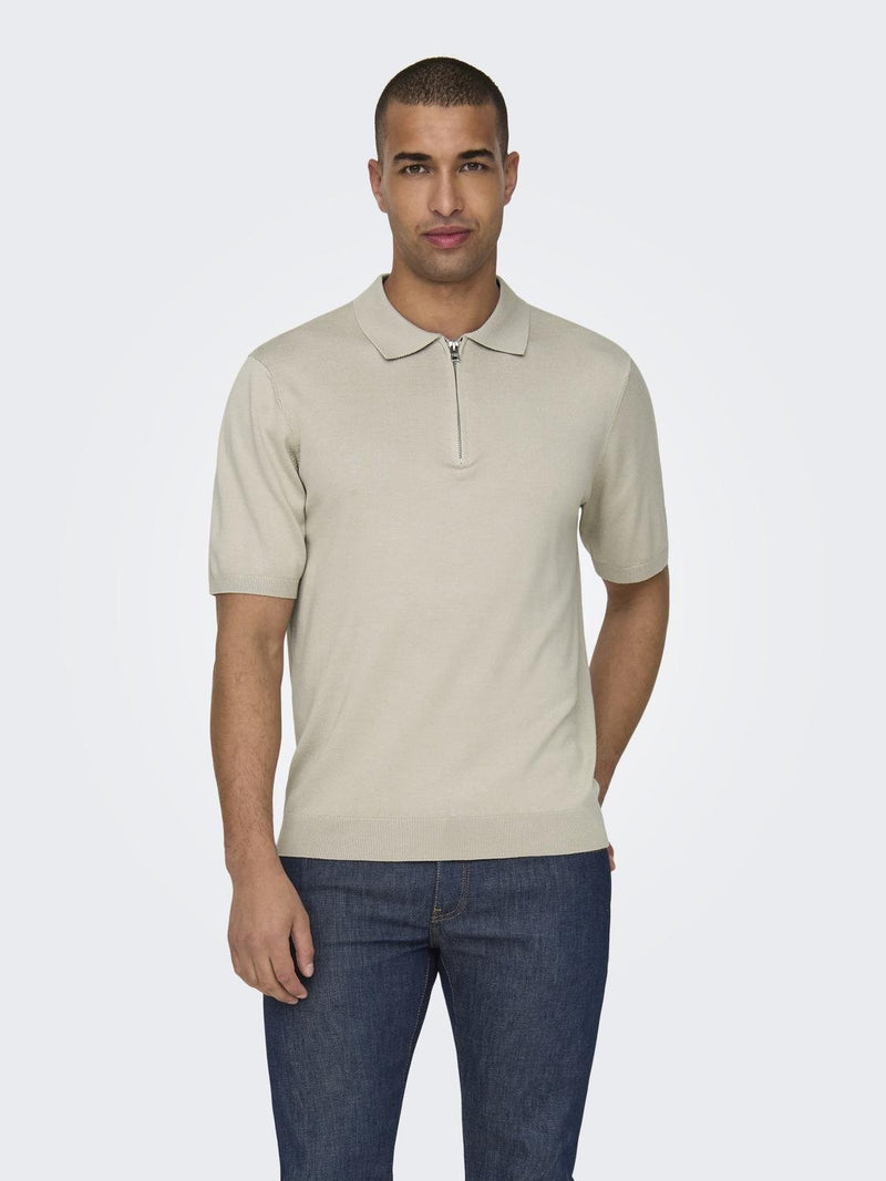 Wyler Zip Polo - Silver Lining