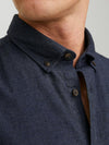 Classic Flanellskjorte Melange - Navy Blazer
