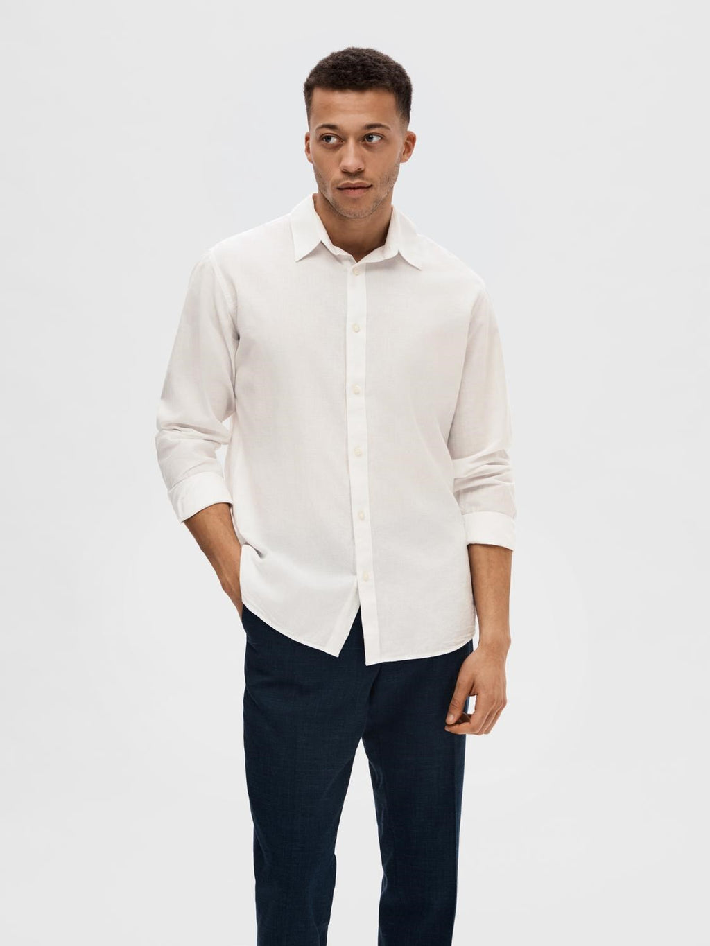 New Slim Linskjorte - White
