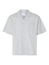 Boxy Kyle Seersucker Skjorte - Navy Blazer Stripe