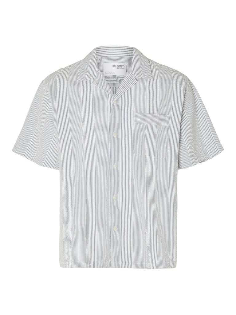 Boxy Kyle Seersucker Skjorte - Navy Blazer Stripe