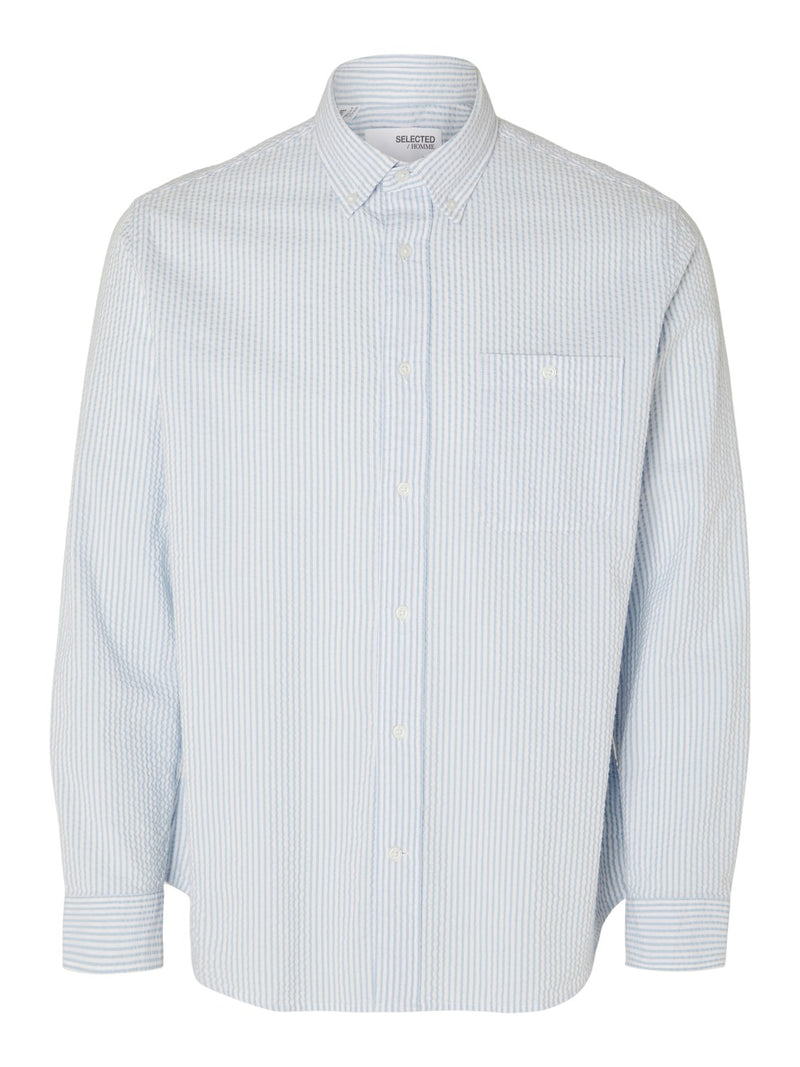 Reil Seersucker Skjorte - Cashmere Blue Stripes